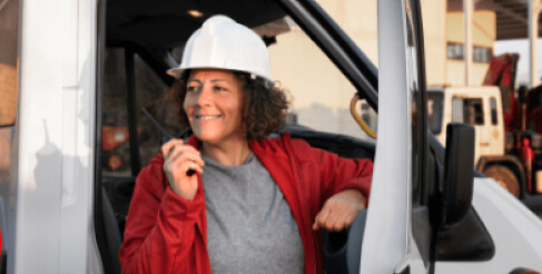 Woman with hardhat