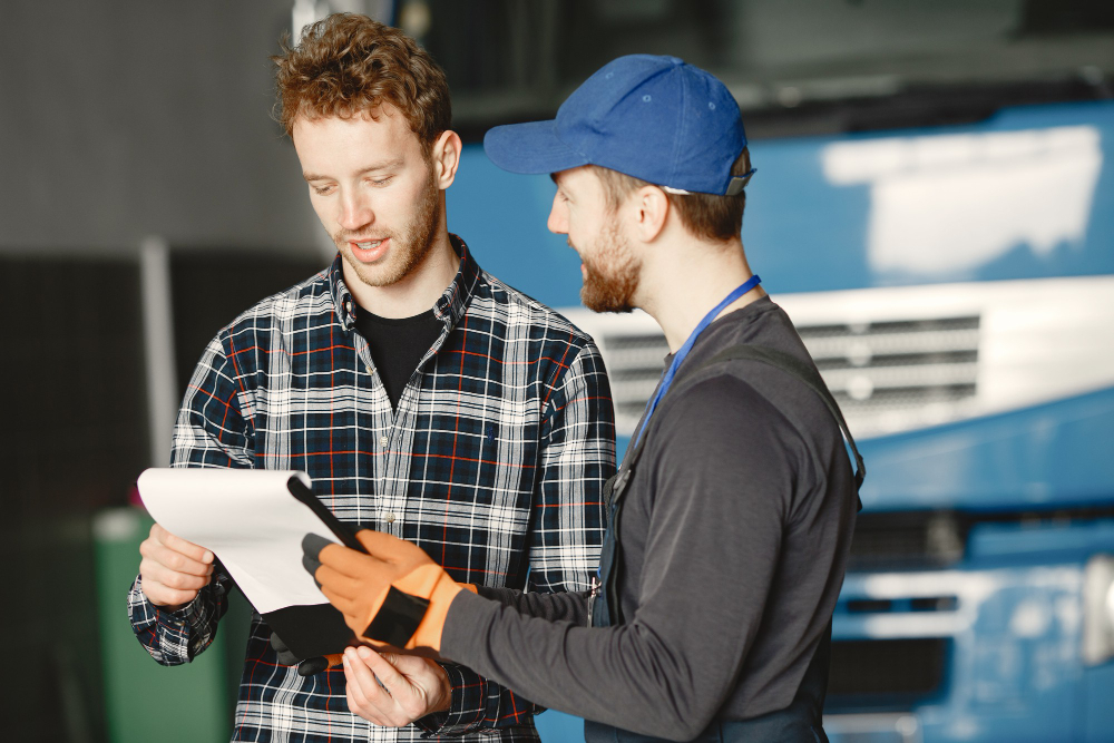 HVAC technician showing a compliance checklist to a homeowner in Ontario